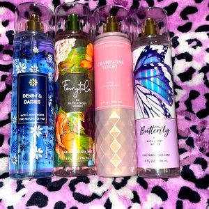 Bath and body works fine fragrance mists x4